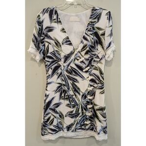 The Jetset Diaries JSD Leafy Print Fringe Rayon Mini Dress Medium